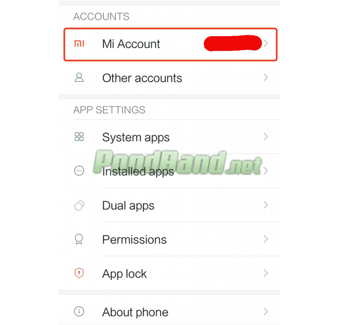 Masuk dulu ke menu Settings yang ada di perangkat dan kemudian pilih opsi Akun Mi atau Mi Account yang ada di menu