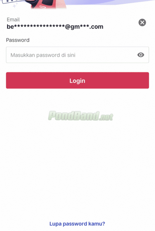 Pada halaman password, Anda tidak perlu mengisi nya namun cukup klik lupa password.